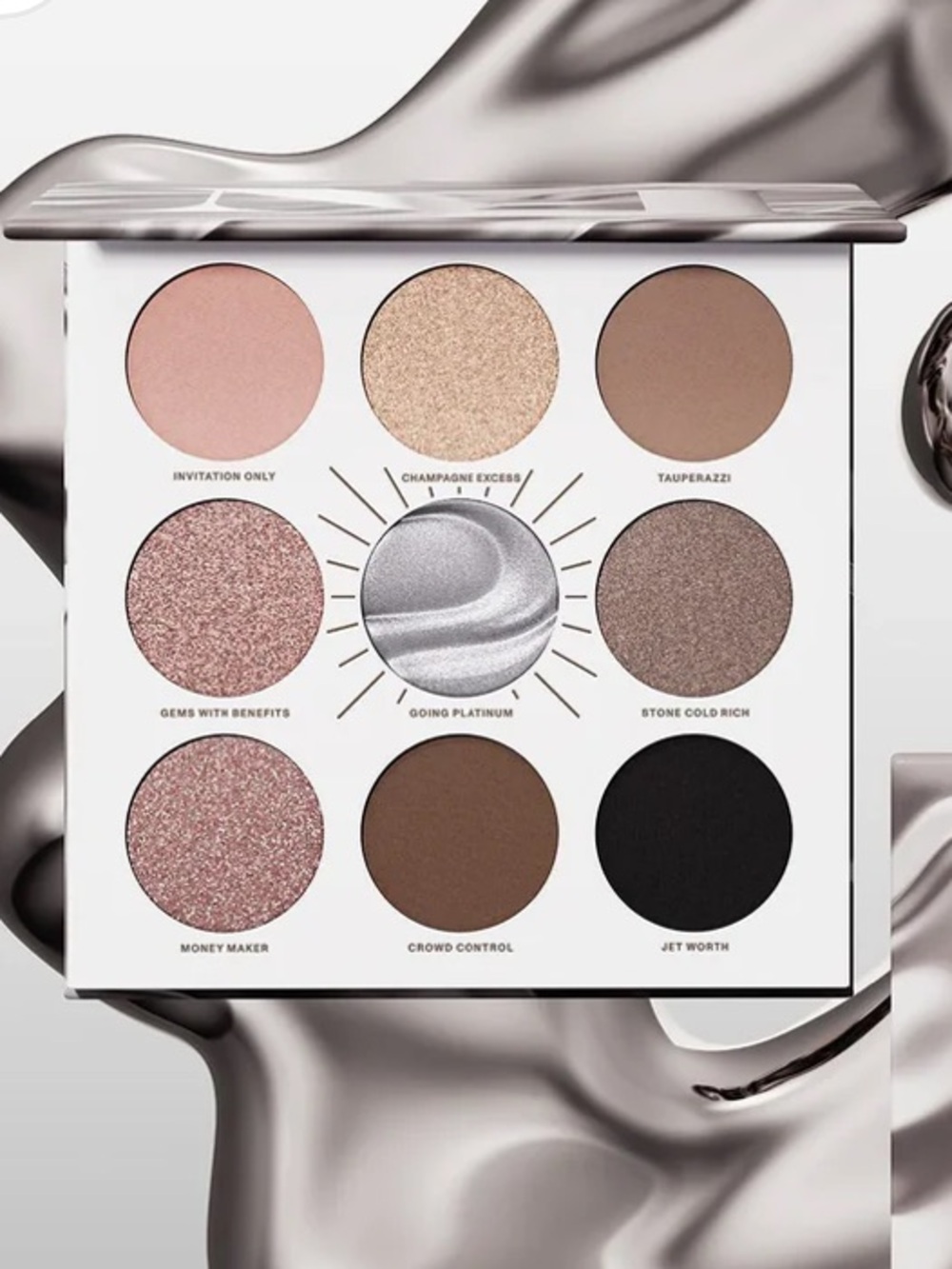 MORPHE Going Platinum Neutral Glam Eyeshadow Palette - Silver & Rose Taupe
